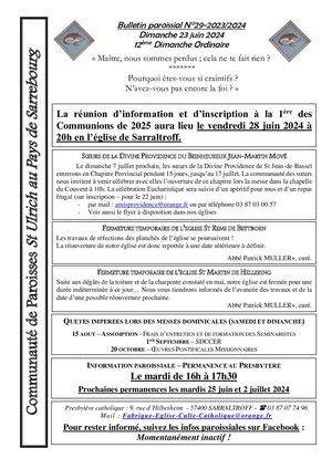 Bulletin Paroissial 29 2023 2024