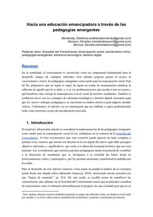 G2 | HACIA UNA EDUCACIÓN EMANCIPADORA A TRAVÉS DE LAS PEDAGOGÍAS EMERGENTES