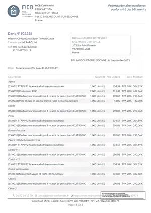 AR ANNEXE DEL 95 2024  Bon De Commande MCB Remplacement SSI Elsa Triolet