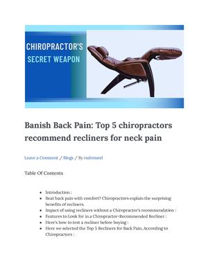 What Recliners Do Chiropractors Recommend
