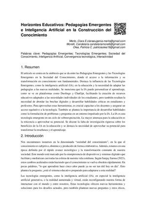 G7 | Horizontes Educativos: Pedagogías Emergentes e Inteligencia Artificial en la Construcción del Conocimiento