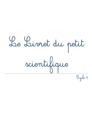 Le Livret Du Petit Scientifique Bis
