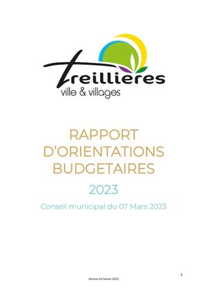Rapport Orientations Budgétaires 2023