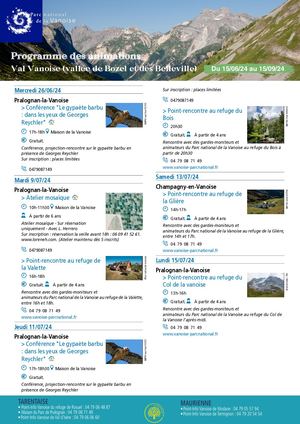 Animations Val Vanoise (vallée de Bozel et des Belleville)