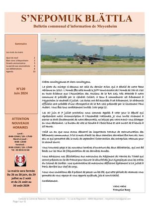 Bulletin communal de Meyenheim juin 2024