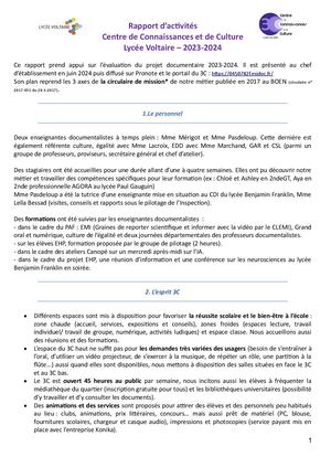 Rapport d'activites Du 3c Juin 2024