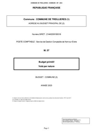 Budget Primitif Treillieres 2023