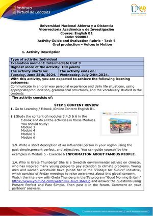 Activity Guide And Evaluation Rubric Unit 3 Task 4 Voices In Motion 2