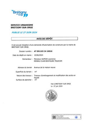 AVIS DE DEPOT AT 24 10016