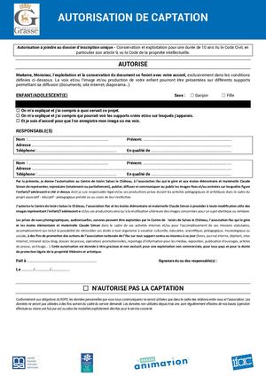 Autorisation DROIT A L IMAGE GRASSE