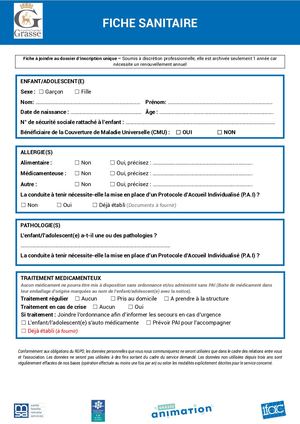 Fiche Sanitaire Grasse