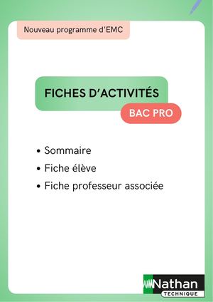 Fiches d'activités Bac Pro