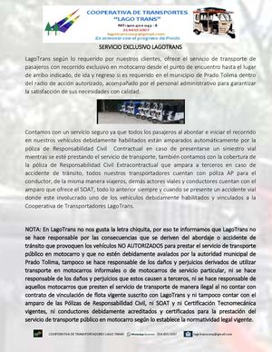 Condiciones de Servicios LagoTrans