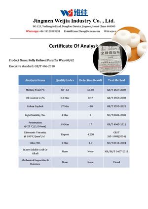 Fully Refined Paraffin Wax 60/62/64 For Spinning Wax Roll