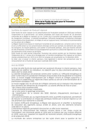 Bilan de la Feuille de route pour la Transition énergétique 2022-2024