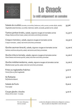 Carte Snack
