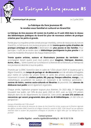 Fabrique du livre jeunesse #5_Communiqué de presse