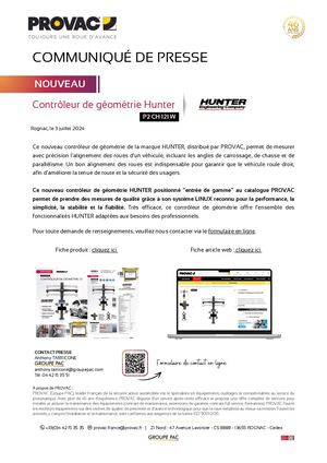 Communiqué De Presse Géométrie Hunter P2CH121W