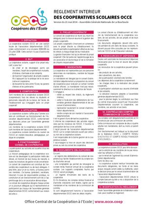Règlement intérieur des coopératives OCCE