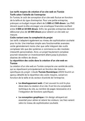 Combien ça coûte la création d’un site web en Tunisie 2023 ?