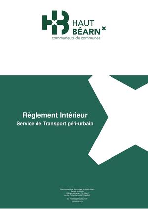 Règlement Intérieur - Service de Transport périurbain