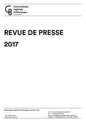 Revue De Presse 2017 Cinémathèque de Bourgogne Jean Douchet
