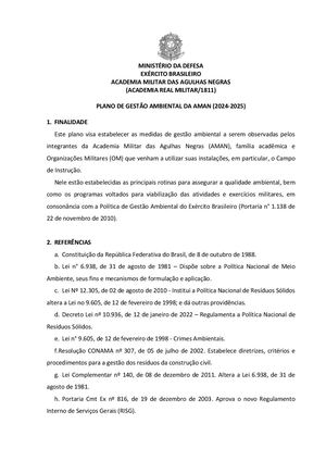 Plano de Gestão Ambiental da AMAN (2024 2025)