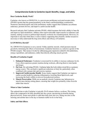 Comprehensive Guide To Cardarine Liquid Benefits, Usage, And Safety