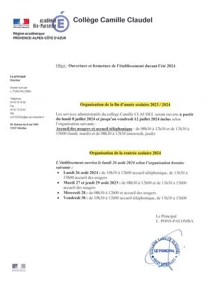 Organisation Fin D'annee Scolaire 01072024155231