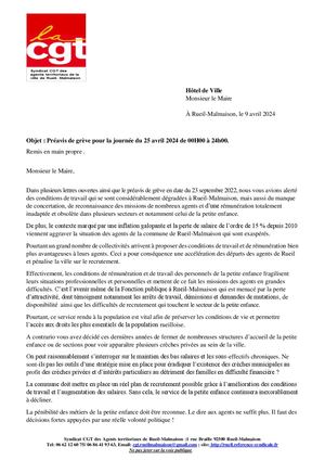 Preavis De Greve Cgt 25 Avril 2024