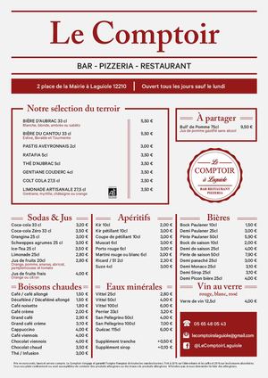 Menu Le Comptoir