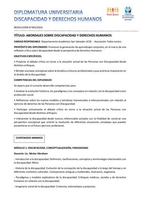 Diplomatura Discap y DDHH info