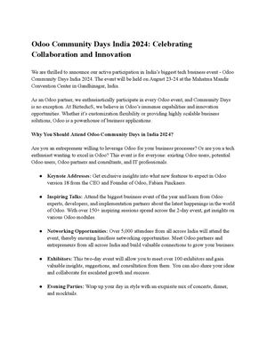 Odoo Community Days India 2024 Celebrating Collaboration And Innovation