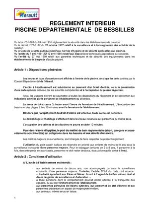 Règlement intérieur piscine