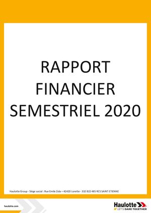 Rapport Financier Semestriel Annee 2020