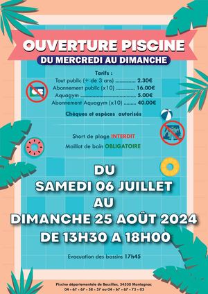 Calendrier piscine été 2024
