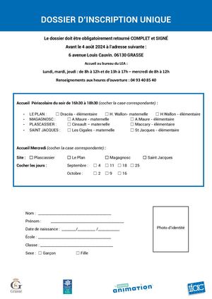 Dossier Inscription Grasse