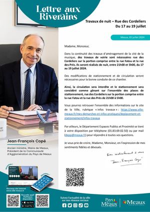 Avis Riverains Meaux : Travaux de nuit – Rue des Cordeliers Du 17 au 19 juillet