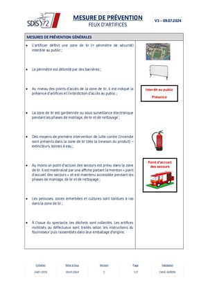 Mesures de Prévention liées aux Feux d'Artifices