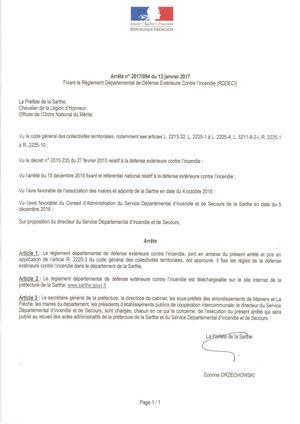 Règlement Départemental de Défense Extérieure Contre L'incendie (Rddeci) 13 01 2017