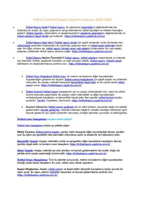 İNtihal (Turnitin) Raporu Yaptırma Klavuzu 2024