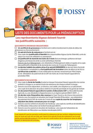 Pre Inscription Crèche Liste Documents