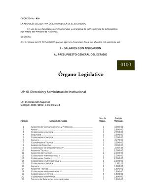 Salarios Asamblea 2023