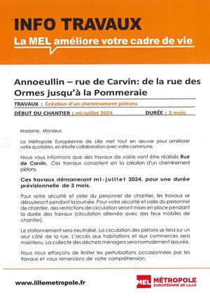 Travaux cheminement piétons rue de Carvin