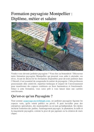 Tout sur la formation paysagiste Montpellier : Diplôme et salaire
