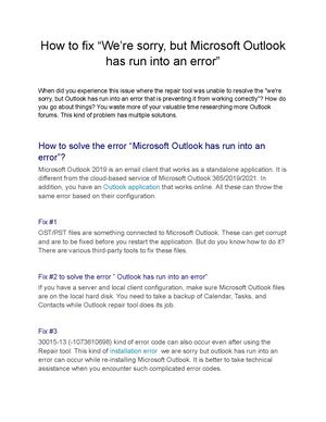 “We’re Sorry, But Microsoft Outlook Has Run Into An Error”