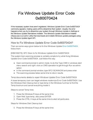 Error Code 0x80070424