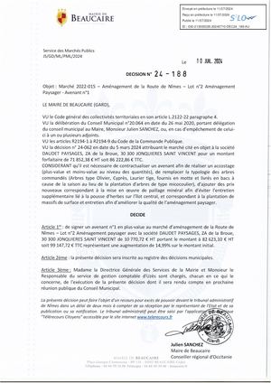 Parution Des Actes Administatifs (Décisions) 11 07