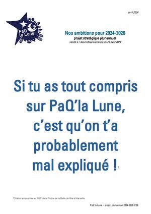 PaQ'la Lune Projet Stratégique 2024 2026
