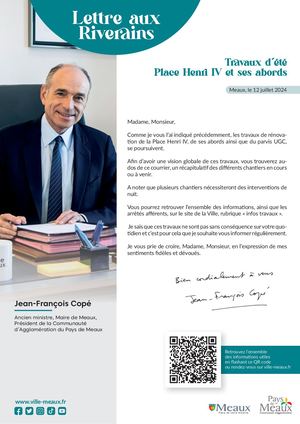 Lettre Riverains Meaux 2024 - Place Henri IV